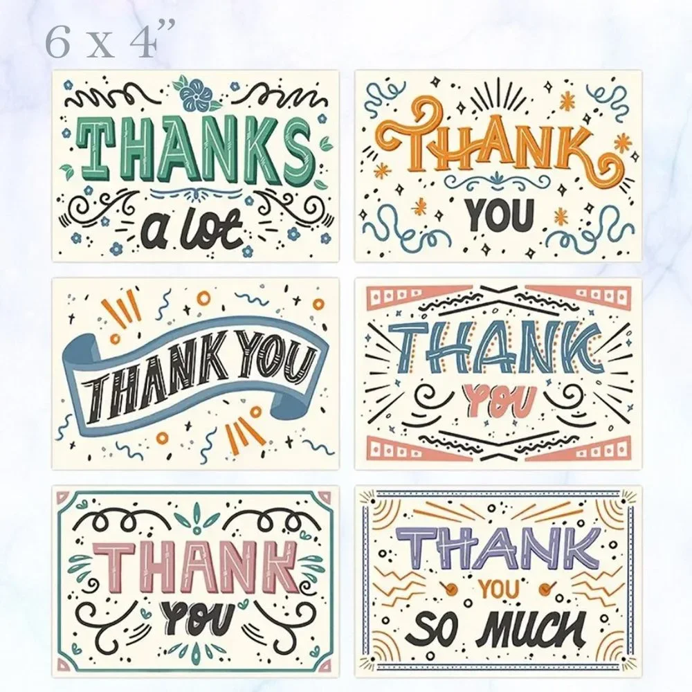 50 Pcs.Thank you Cards Assorted 6x4